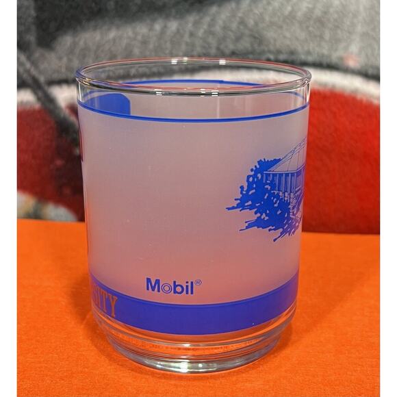 Vintage Syracuse University Carrier Dome Frosted Drinking Glass Cup Mobil‎ - Picture 2 of 6